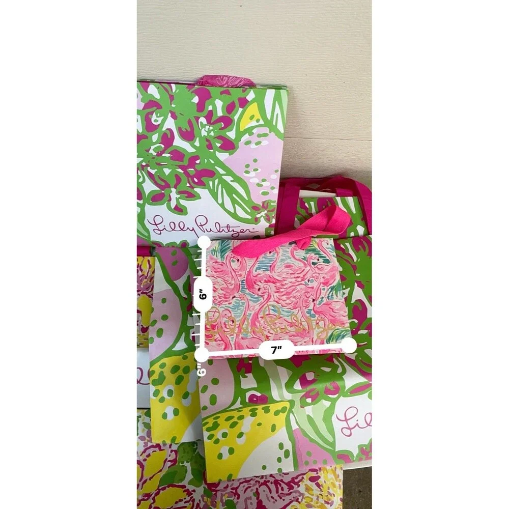 Lilly Pulitzer Shopping Gift Bag Lot Assorted Sizes Floral Flamingo Pink Green